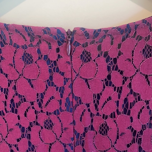 ABS Allen Schwartz purple lace cocktail dress size 0 mini dress 3/4 sleeve - Picture 4 of 7